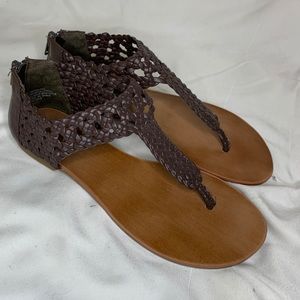 Brown woven sandals